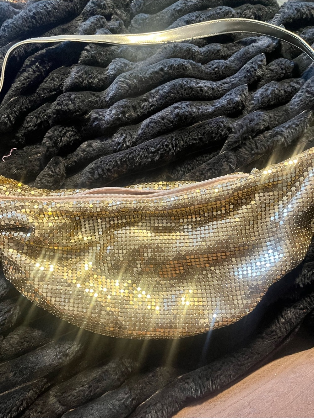 Fashion Express vintage Sequin Gold Crossbody Belt Bag - Women's Sparkle Bag